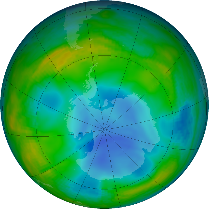 Antarctic ozone map for 04 July 1987